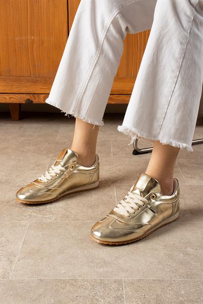 ROSE Gold Suni Deri Kadın Sneakers