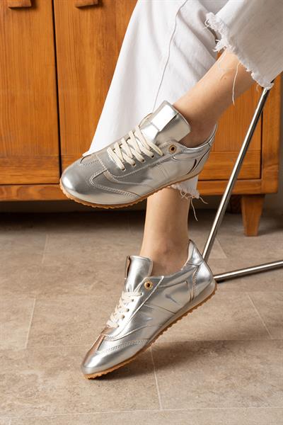 ROSE Gümüş Suni Deri Kadın Sneakers