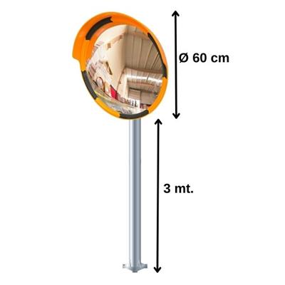 60 cm Trafik Güvenlik Aynası Ve 3 Metre Flanşlı Direk Set