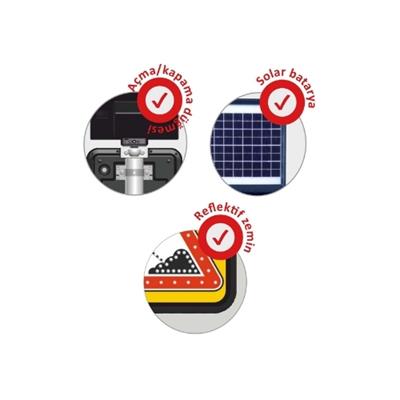 60x60 cm Güneş Enerjili Solar Ledli Yolda Çalışma Var Levhası