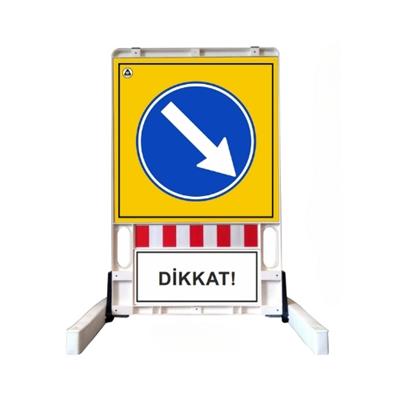 Sağa Yönlendirme Katlanır Uyarı Levhalı Bariyer