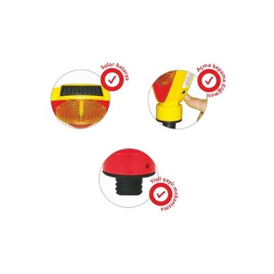 Sarı Solar Flaşörlü Yuvarlak Ledli Lamba