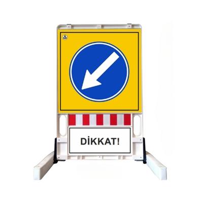 Sola Yönlendirme Katlanır Uyarı Levhalı Bariyer