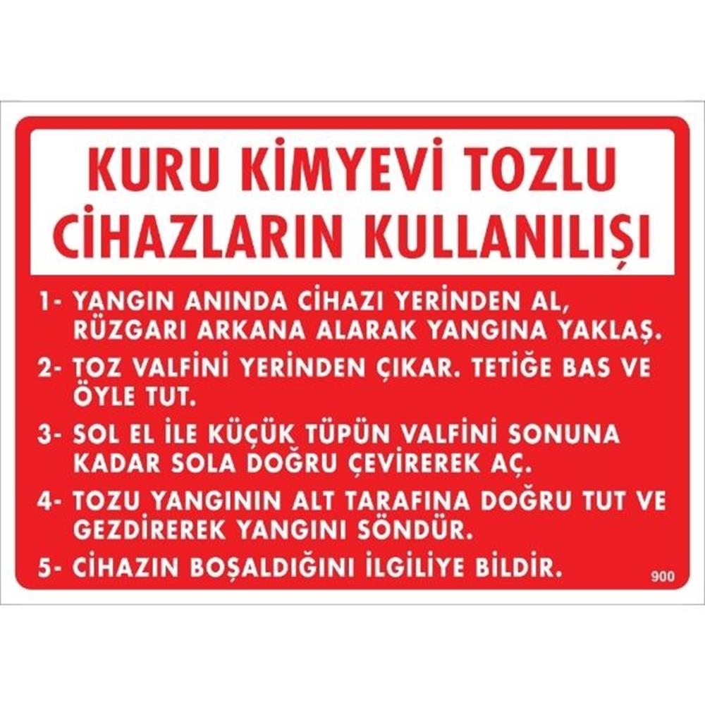 Kuru Kimyevi Tozlu Cihazların Kullanılışı Uyarı Levhası İSG-900-2535SKuru Kimyevi Tozlu Cihazların Kullanılışı Uyarı Levhası