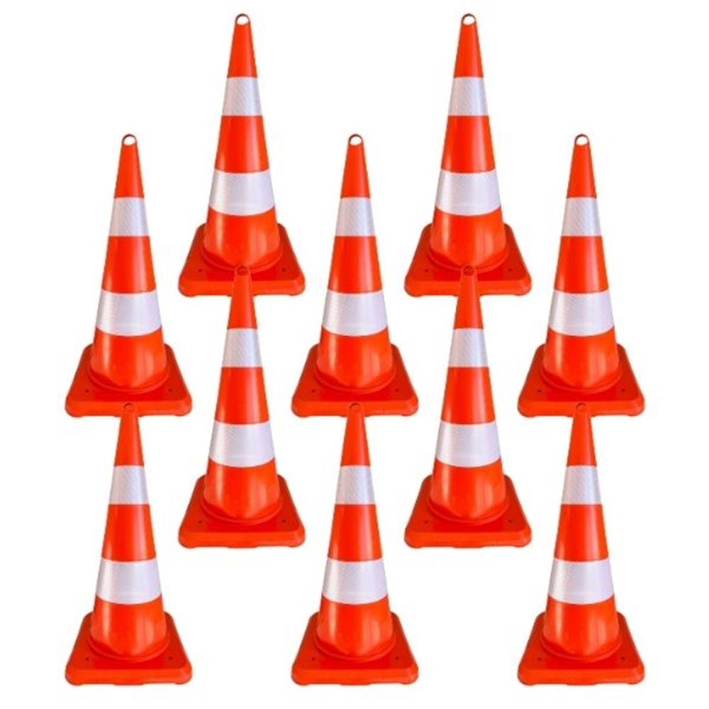 10 Adet 75 cm Ekonomik Trafik Koni SetiHT0039SET1010 Adet 75 cm Ekonomik Trafik Konisi Seti