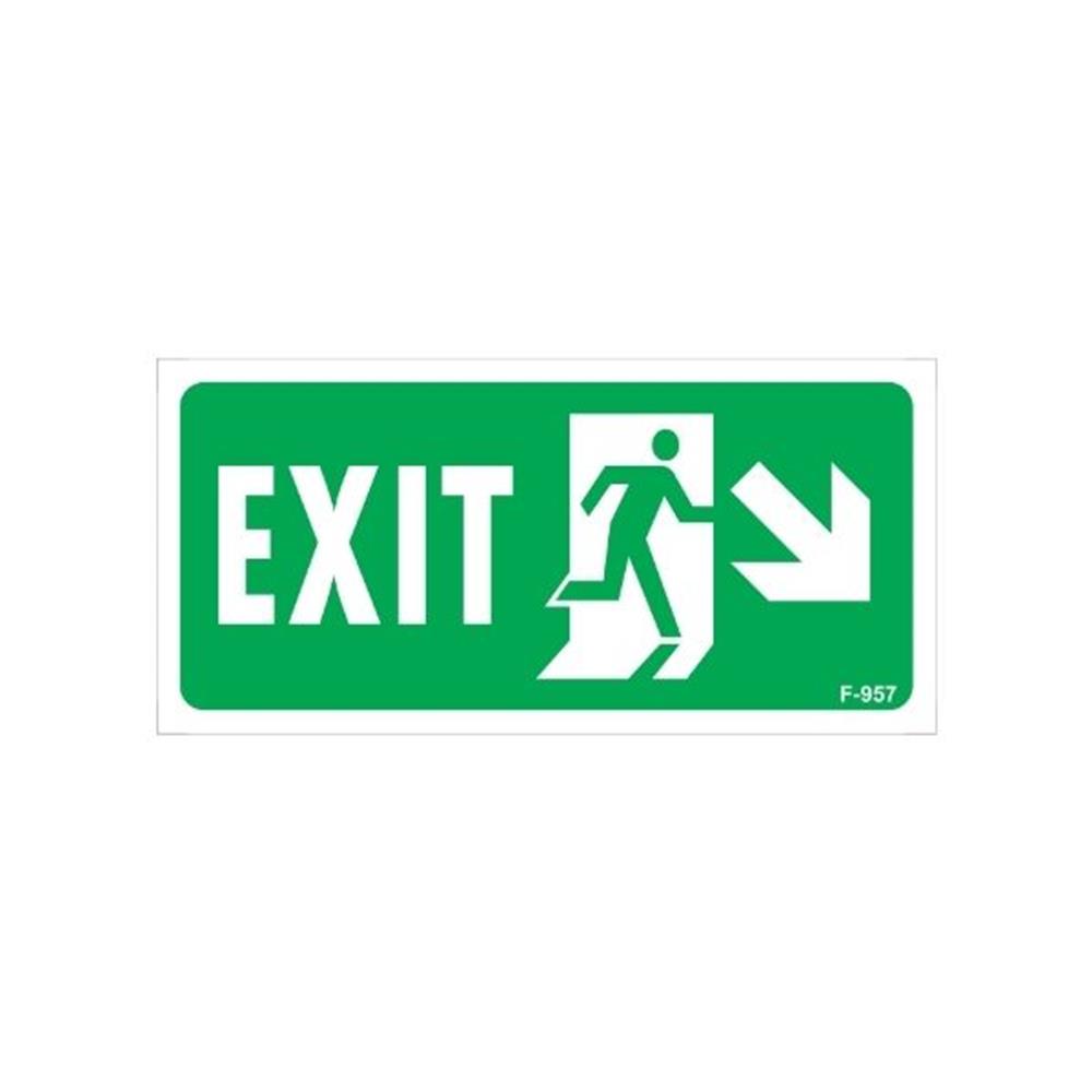 Exit Sağ Aşağı Ok  Uyarı LevhasıİSG-F957-1225FSExit Sağ Aşağı Ok Uyarı Levhası