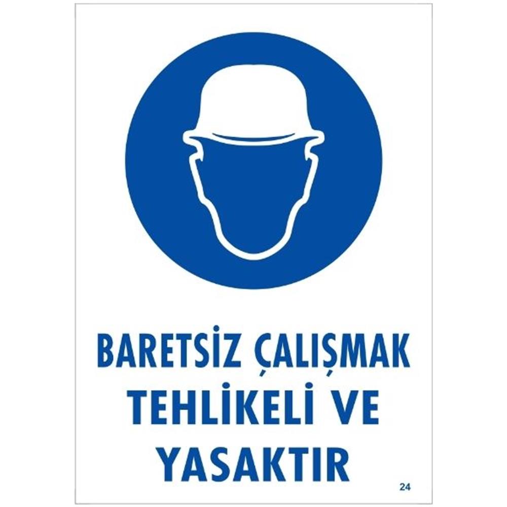 Baretsiz Çalışmak Tehlikeli Ve Yasaktır Uyarı LevhasıİSG-24-2535SBaretsiz Çalışmak Tehlikeli Ve Yasaktır Uyarı Levhası