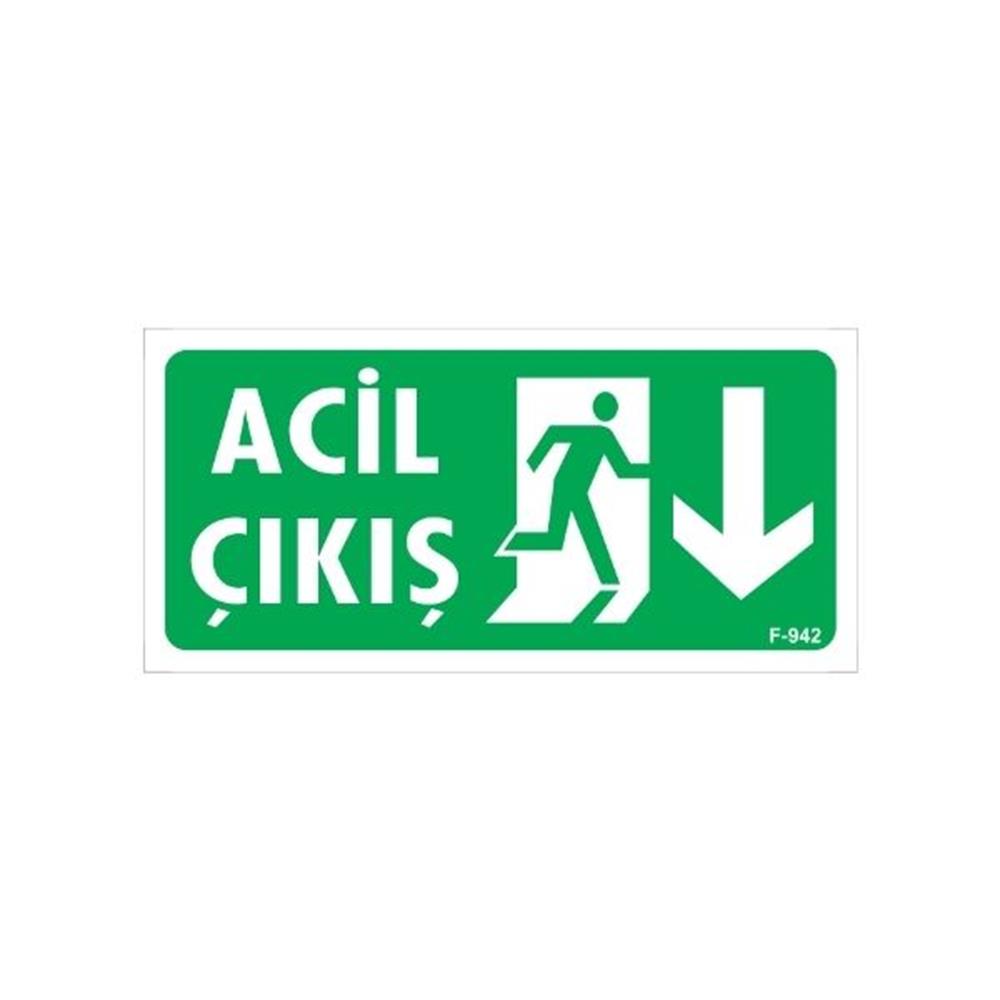 Acil Çıkış Uyarı Levhası Aşağı OkİSG-F942-1225FSAcil Çıkış Uyarı Levhası Aşağı Ok