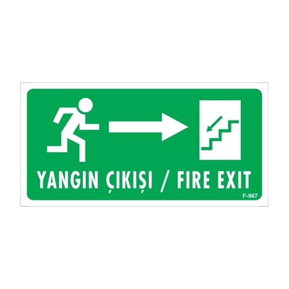 Yangın Çıkış Merdiveni Sağ Ok Uyarı LevhasıİSG-F967-1225FSYangın Çıkış Merdiveni Sağ Ok Uyarı Levhası