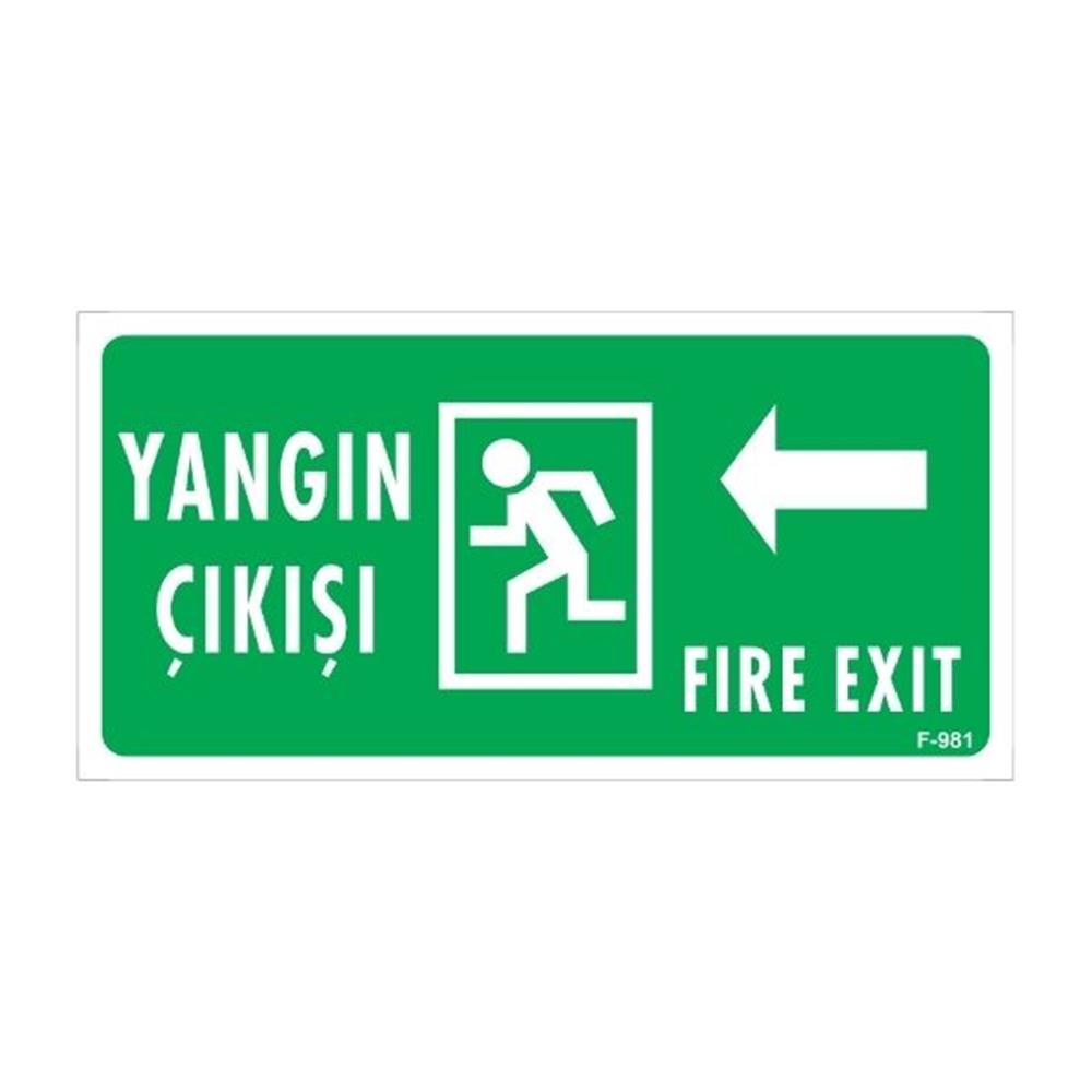 Yangın Çıkışı  Sol Ok Uyarı LevhasıİSG-F981-1225FSYangın Çıkışı Sol Ok Uyarı Levhası