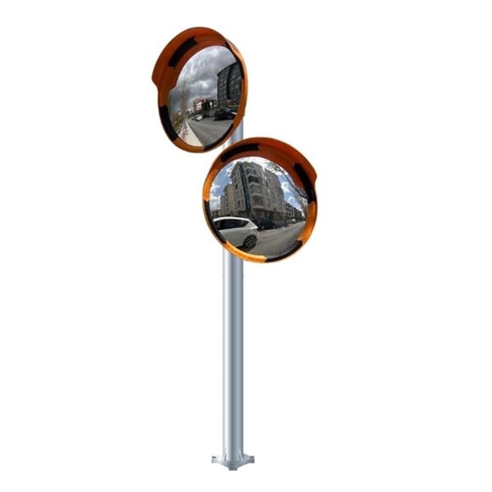 İki Adet 60 cm Güvenlik Aynası - 3 Metre DirekHT6060-6060-6400İkili 60 cm Güvenlik Aynası - 3 Metre Galvanizli Direk Set