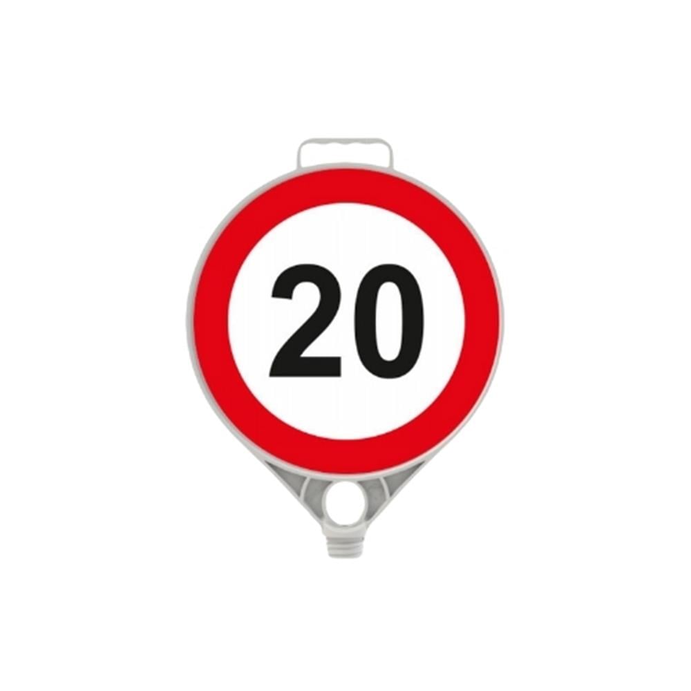 Hız Sınırı Levhası 20 km Azami Hız Sınırı Levha Yuvarlak Plastik Uyarı Levhası