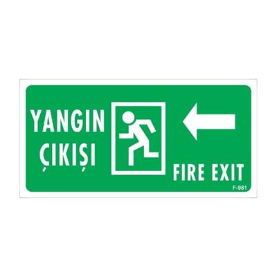 Yangın Çıkışı  Sol Ok Uyarı LevhasıİSG-F981-1225FSYangın Çıkışı Sol Ok Uyarı Levhası