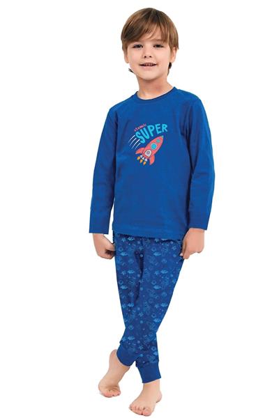 Erkek Çocuk Mavi Uzay Desenli Süpersoft Pijama Takımı dofi_06