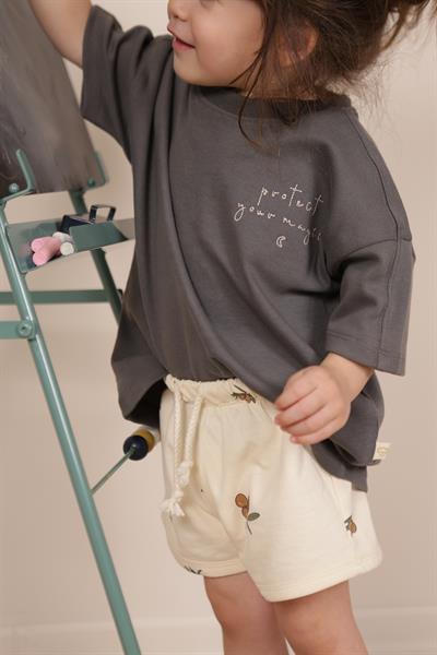 Antrasit Nakışlı Oversize T-shirt