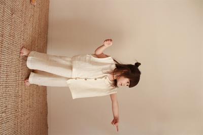 Asimetrik Yelekli Keten Alt Üst Takım