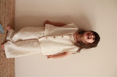 Asimetrik Yelekli Keten Alt Üst Takım