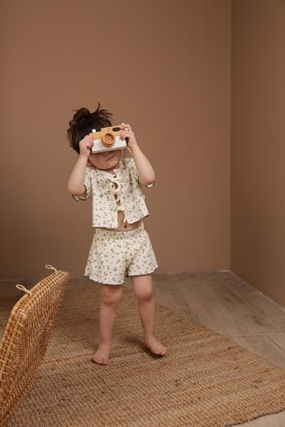 Bağcıklı Dal Desenli Kız Şort Takım