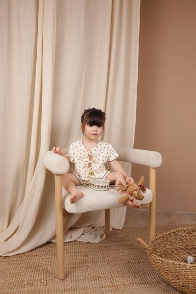 Bağcıklı Fiyonk Desenli Kız Şort Takım