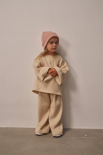 Bej Cookie Nakışlı Dökümlü Alt Üst Takım