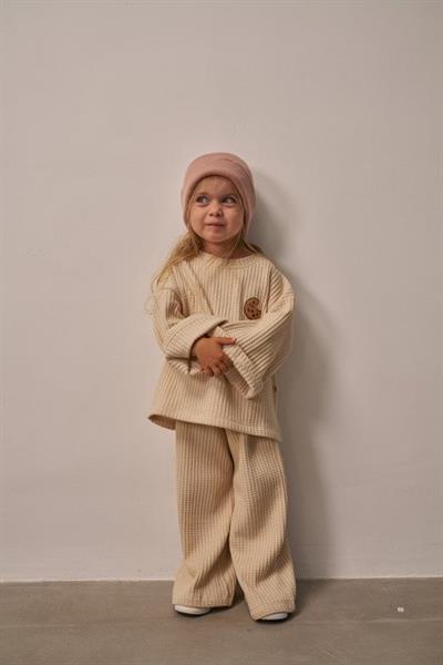 Bej Cookie Nakışlı Dökümlü Alt Üst Takım