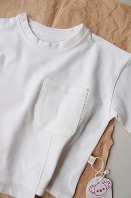 Bej Dikiş Detaylı Asimetrik T-shirt