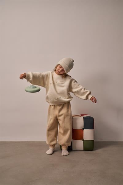 Bej Dikiş Detaylı Eşofman Takım