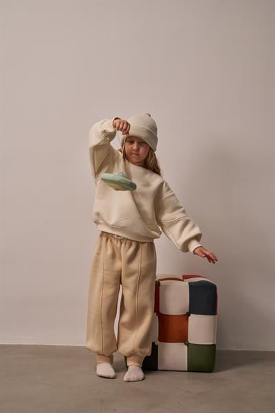 Bej Dikiş Detaylı Eşofman Takım