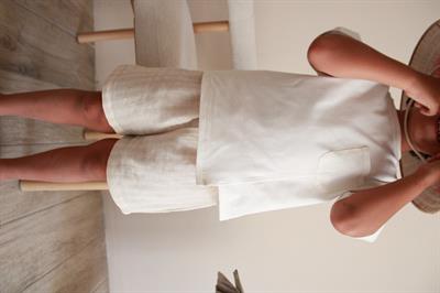 Bej Kontrast Dikişli Asimetrik Şortlu Takım