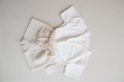 Bej Kontrast Dikişli Asimetrik Şortlu Takım