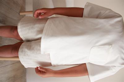 Bej Kontrast Dikişli Asimetrik Şortlu Takım