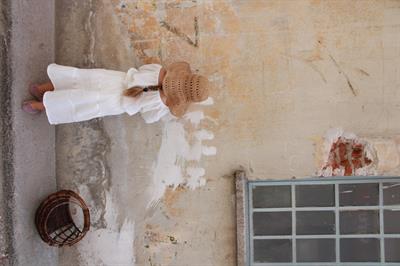 Beyaz Düşük Omuz Bluzlu Etek Takım