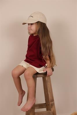 Bordo Nakışlı Oversize T-shirt