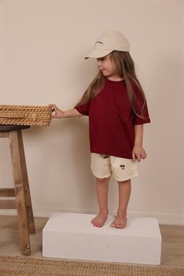 Bordo Nakışlı Oversize T-shirt