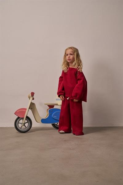 Bordo Omuz Nakışlı Asimetrik Detaylı Alt Üst Takım