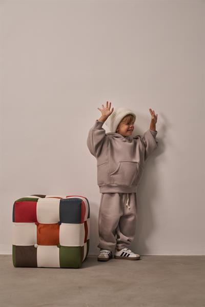 Gri Çocuk Kanguru Cepli Oversize Eşofman Takımı