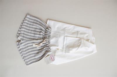 Gri Kontrast Dikişli Asimetrik Şortlu Takım