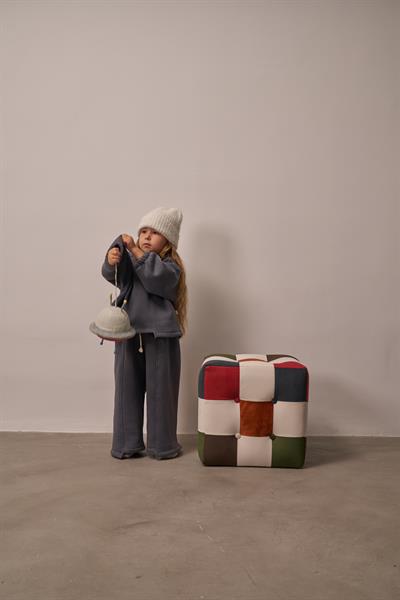 Gri Omuz Nakışlı Asimetrik Detaylı Alt Üst Takım