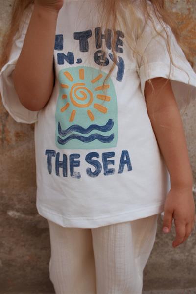 Güneş Baskılı T-shirt Müslin Pantolon Takım