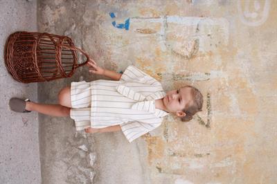 Haki Çizgili Yaka Bağlamalı Alt Üst Takım