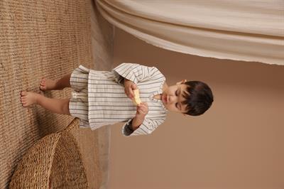 İndigo Çizgili Şort Takım