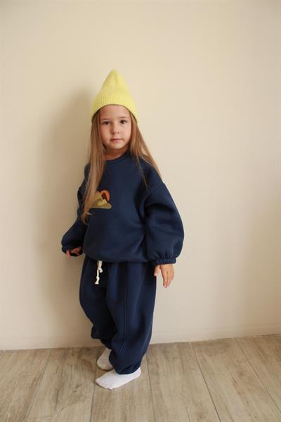 İndigo Dağ Nakışlı Çocuk Alt Üst Takım