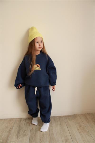 İndigo Dağ Nakışlı Çocuk Alt Üst Takım