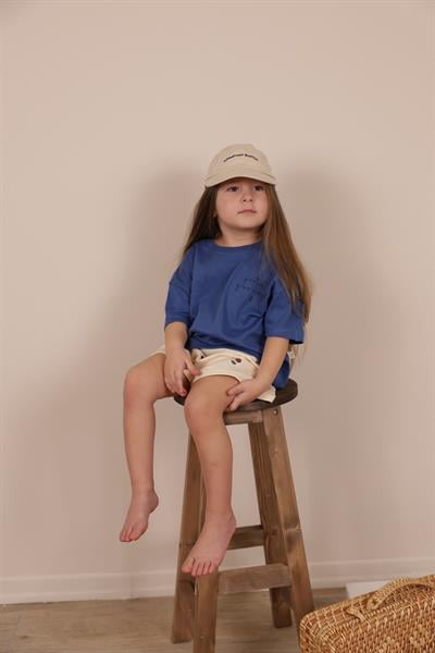 İndigo Nakışlı Oversize T-shirt