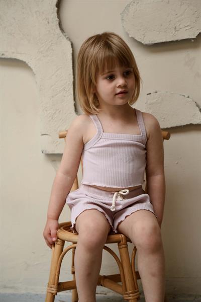 İstiridye Askılı Crop ve Şortlu Takım