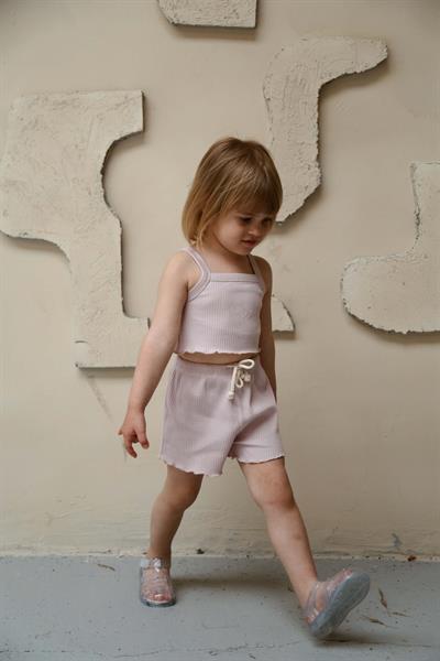 İstiridye Askılı Crop ve Şortlu Takım