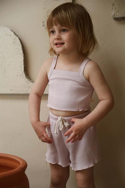 İstiridye Askılı Crop ve Şortlu Takım