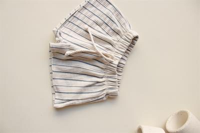 Jakarlı İndigo Çizgili Şort