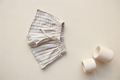 Jakarlı İndigo Çizgili Şort