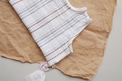 Kahve-İndigo Çizgili Müslin Atlet